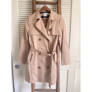 ASOS‎ Petite Beige Double Breasted Belted Trench Coat Classic Style Women